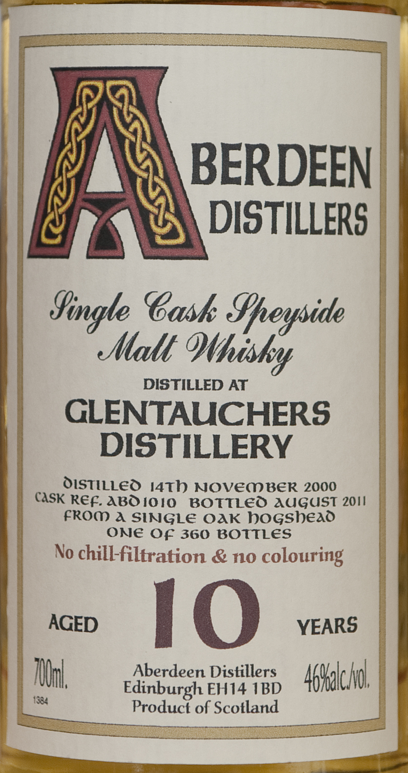 Billede: glentauchers 10 year - aberdeen distillers - front label.jpg