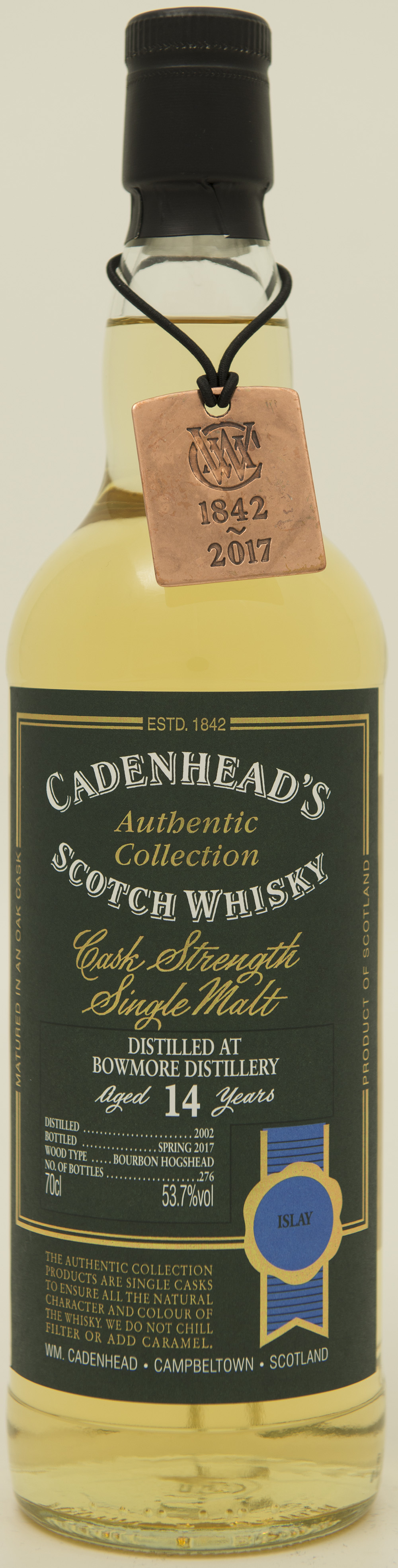 Billede: DSC_3743 - Cadenhead's Authentic Collection Bowmore 14 - bottle front.jpg