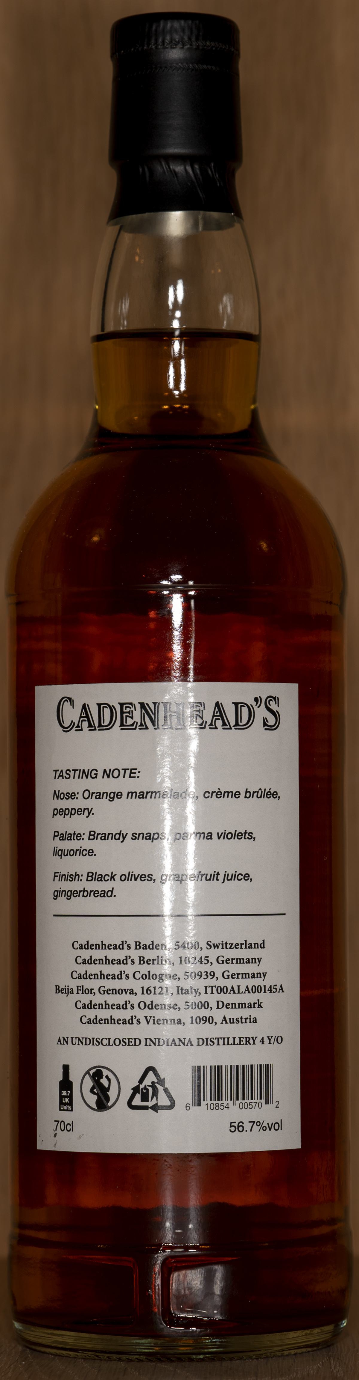 Billede: DSC_5040 - Cadenheads World Whiskies Indiana Rye 4 - bottle back.jpg