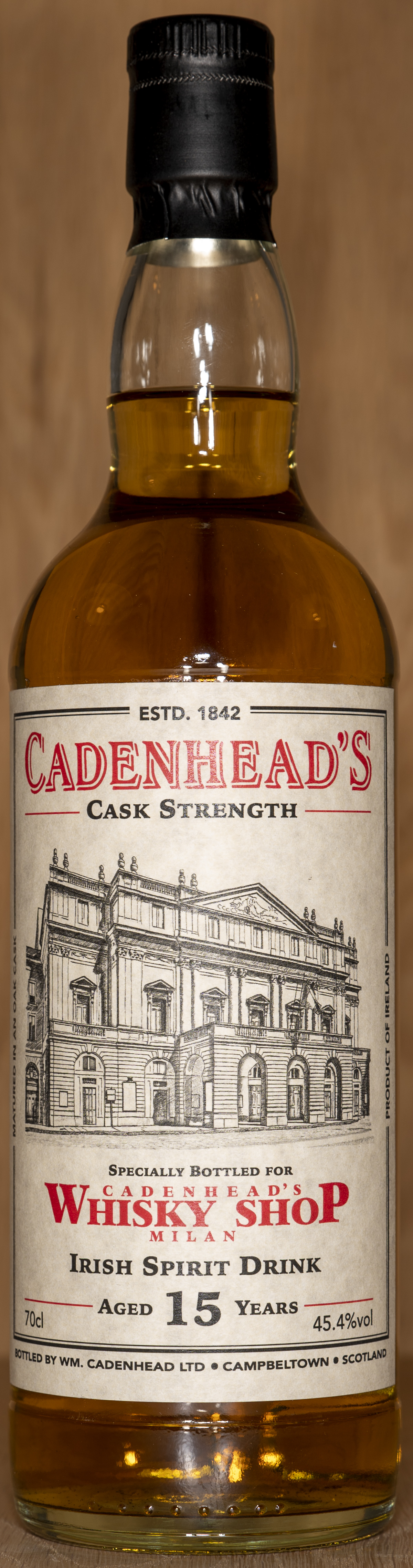 Billede: DSC_5000 - Cadenheads Whisky Shop Milan - Irish Spirit Drink 15 years - bottle front.jpg