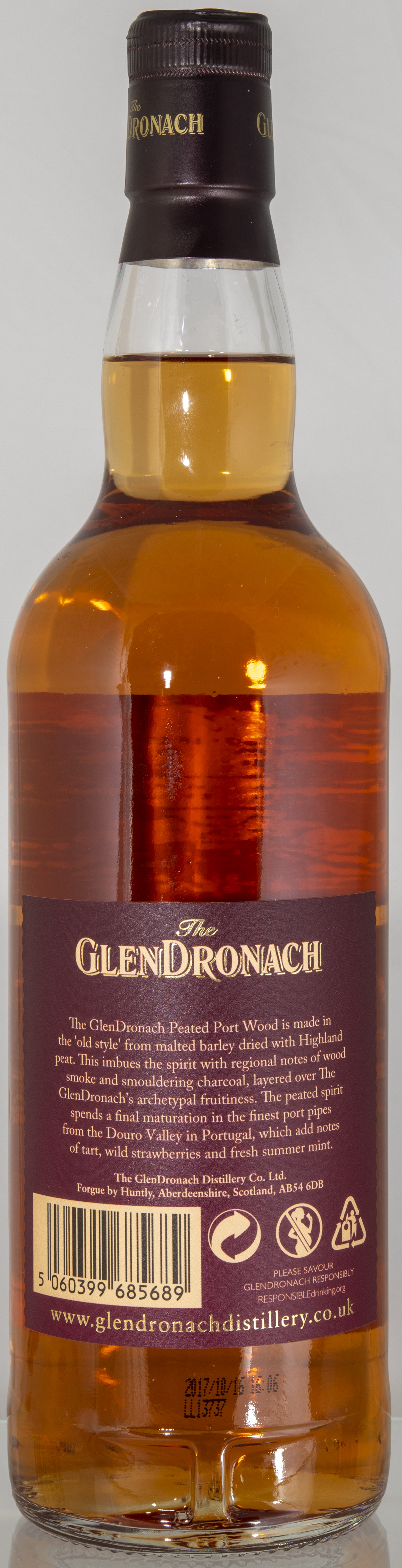 Billede: D85_8289 - Glendronach Peated Port Wood - bottle back.jpg
