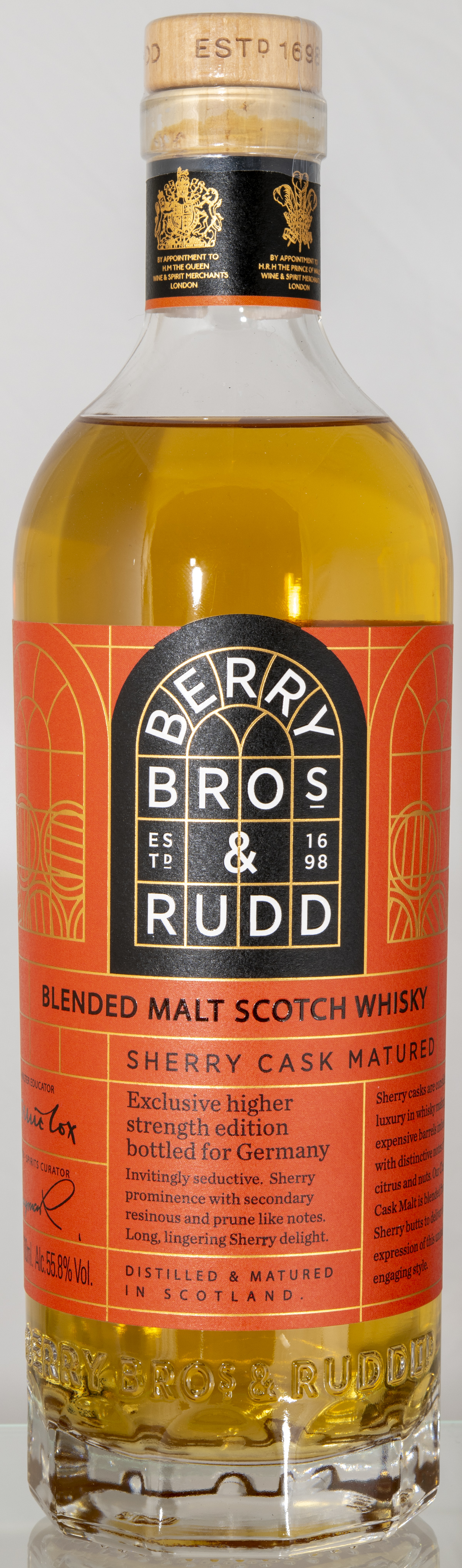 Billede: D85_8305 - Berry Bros and Rudd - Sherry Cask Matured - bottle front.jpg