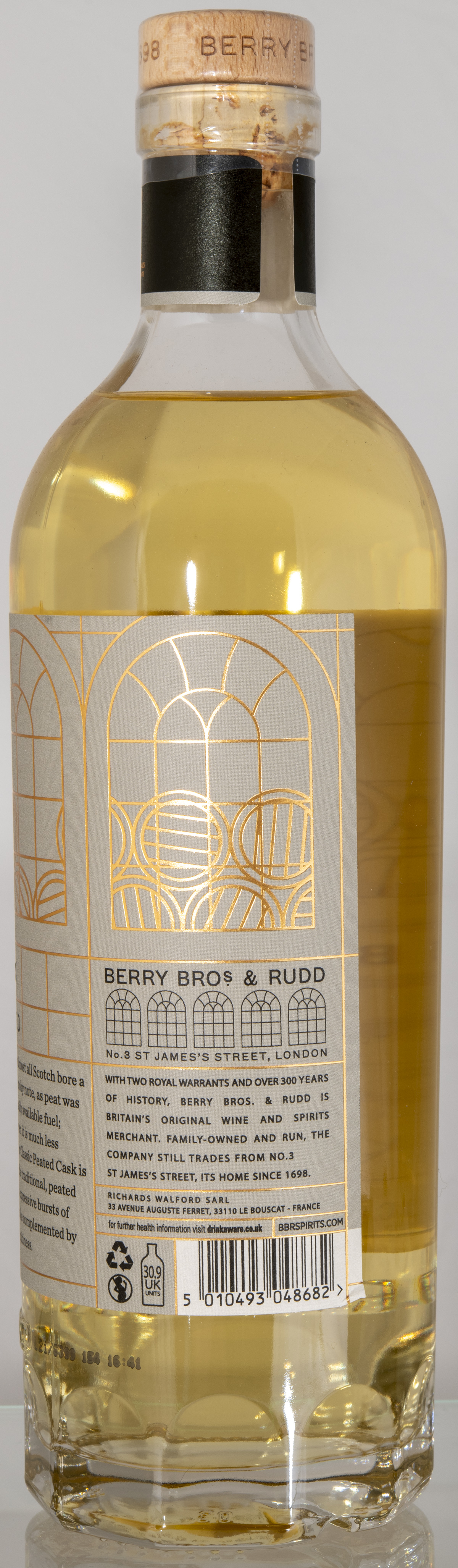 Billede: D85_8303 - Berry Bros and Rudd - Peated Cask Matured - bottle back.jpg