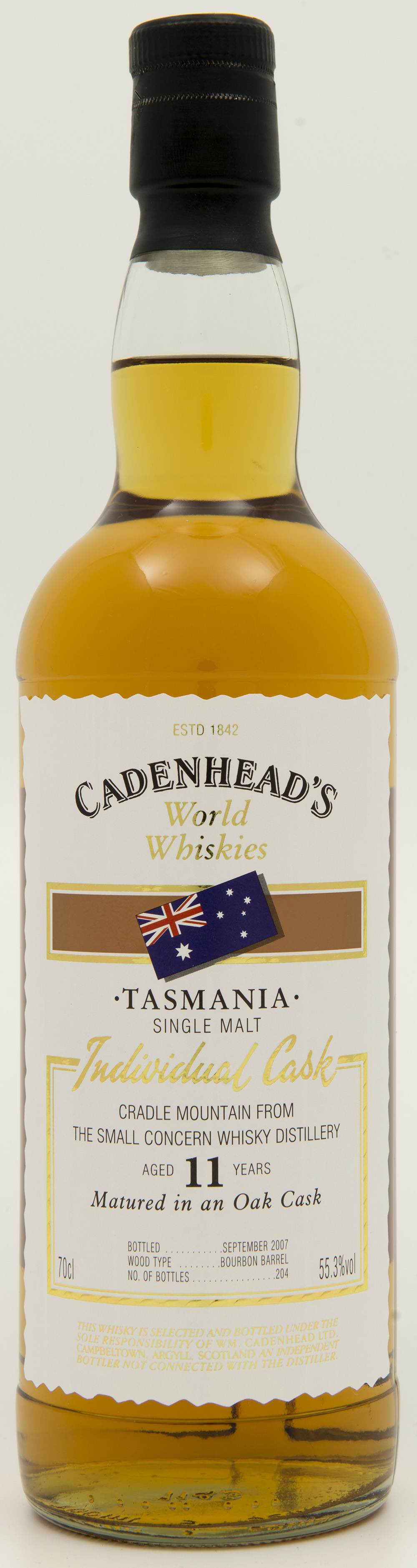 Billede: DSC_4809 - Cadenheads World Whiskies - Cradle Mountain from the Small Concern Distillery - 11 years - bottle front.jpg
